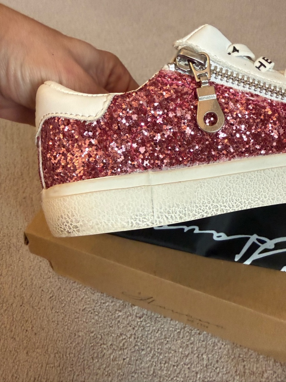 Girls Vintage Havana Gita Sneakers Pink Glitter / Gray / Star - Sz 2 1/2 - Picture 7 of 12